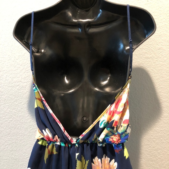 SOLD! Foreign Exchange Navy Floral Tank Romper - Picture 4 of 5